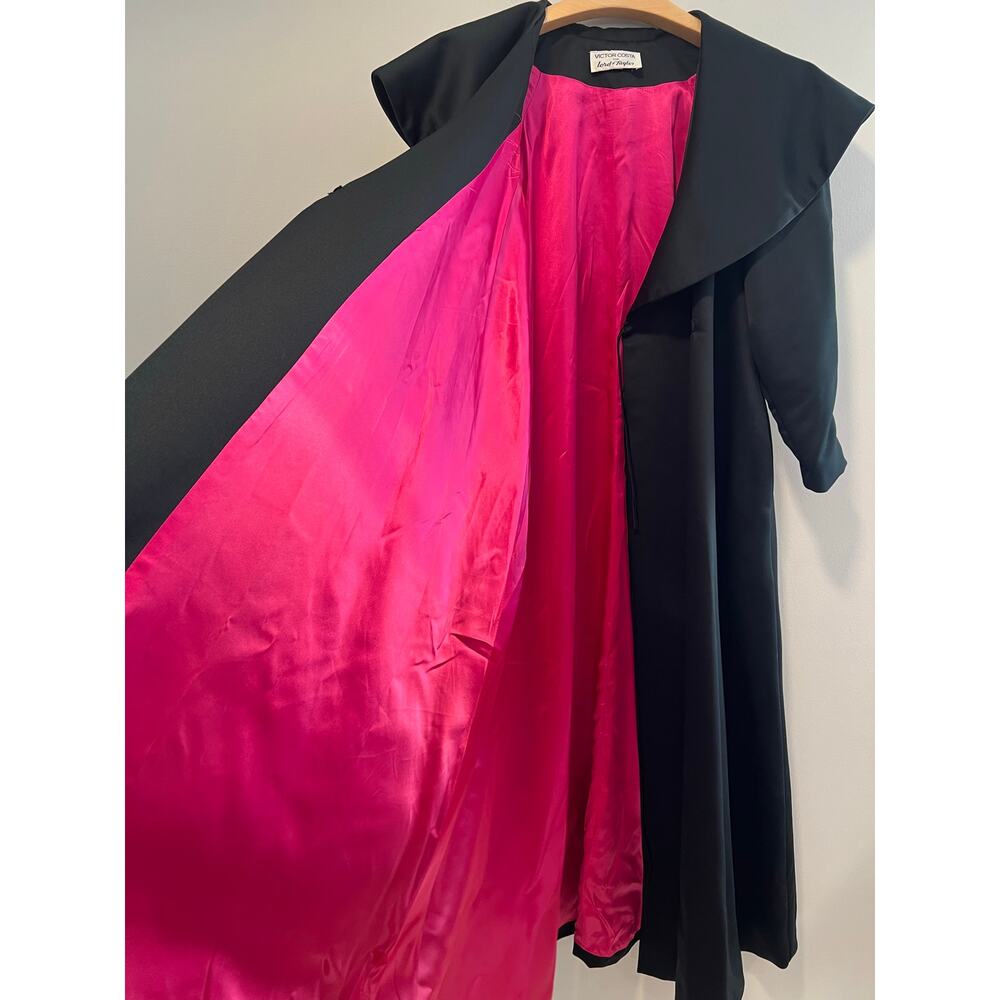 Victor Costa Fuchsia Strapless Evening Gown with Black Coat - Picture 12 of 16